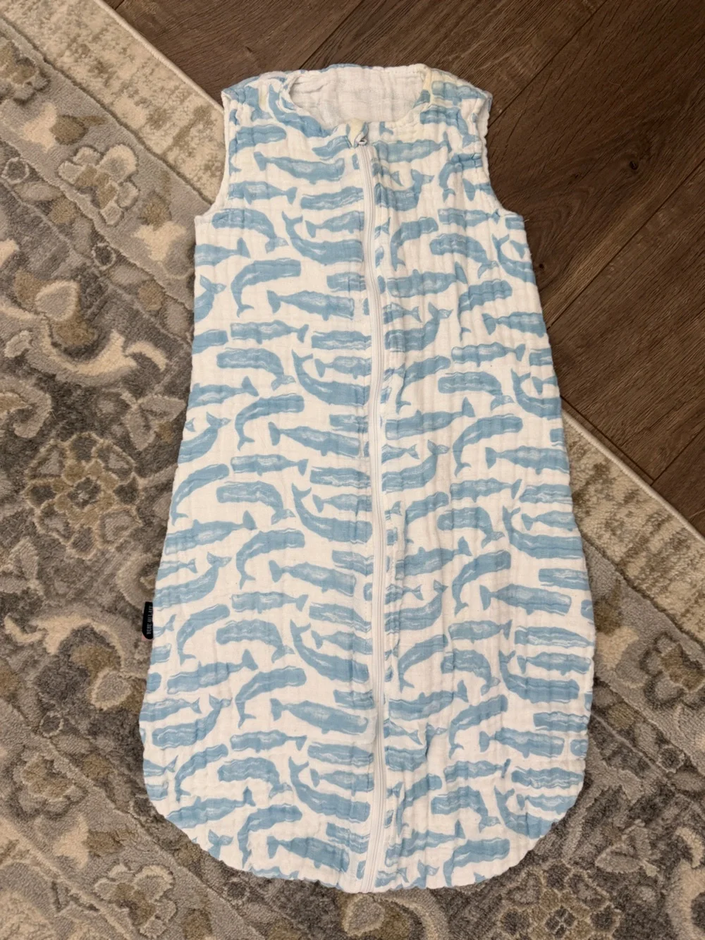 Bebe au Lait Blue Whale Muslin Sleep Sack (6-12 months)